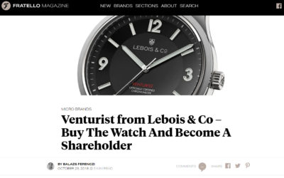 Lebois & Co Venturist announcement on Fratello Watches