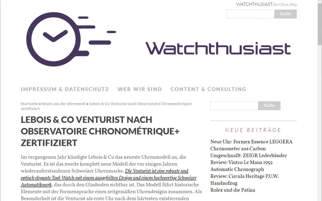 Lebois & Co Venturist on Watchthusiast